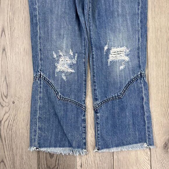 One By One Teaspoon Women Size 24 Denim High Rise Cropped Kick Flare Cotton Jean - Picture 11 of 14
